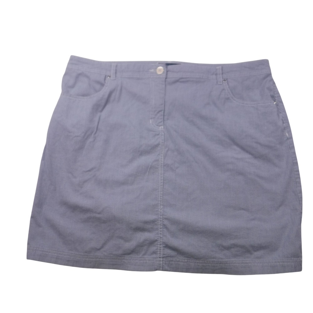 Karen Scott Womens Blue White Pinstripe Corduroy Skort Size 16 Mini Skirt Shorts